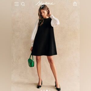 Sezane Black Dress - 100% Wool